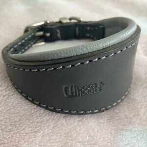D&H Padded Leather Hound Collar Charcoal and Gray